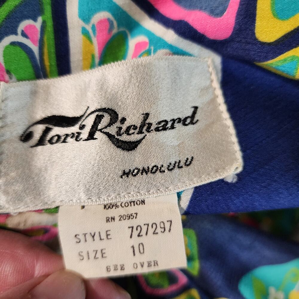 Vintage 60's/70's Tori Richard Honolulu‎ One Shoulder Cotton Maxi Dress Size 10 - Picture 7 of 9